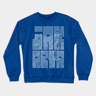 Jakarta, Indonesia City Map Typography - Blueprint Crewneck Sweatshirt